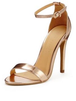 Shoe Box Isabella Minimal Ankle Strap Heeled Sandals - Rose Gold